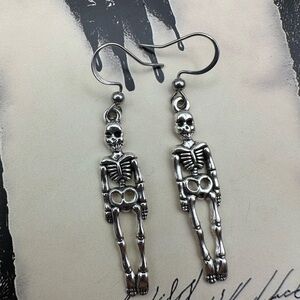 Silver Skeleton Dangle Earrings